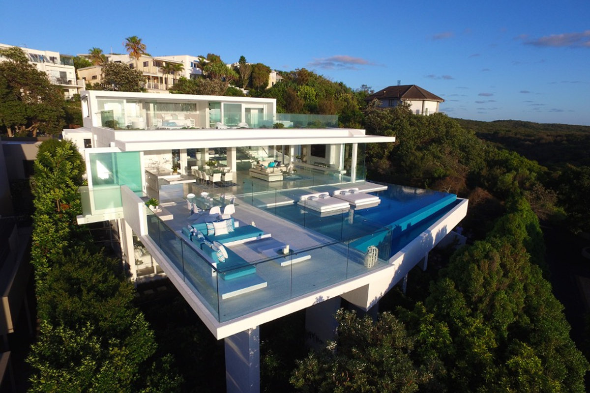 Aerial view of cleaned house exterior